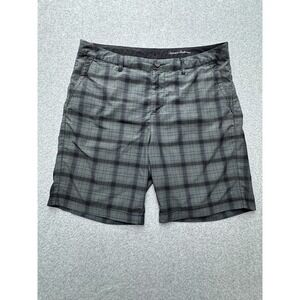 Tommy Bahama Shorts Mens 38 Gray Plaid Mesh Lined Drawstring Hybrid Board Casual